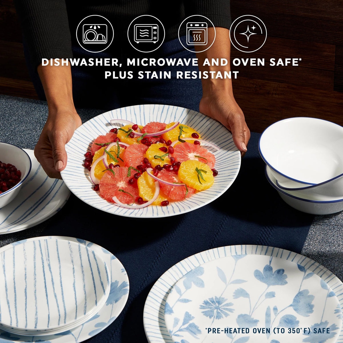 Corelle® Botanical Stripes 12-piece Dinnerware Set, Service for 4 - Image 4