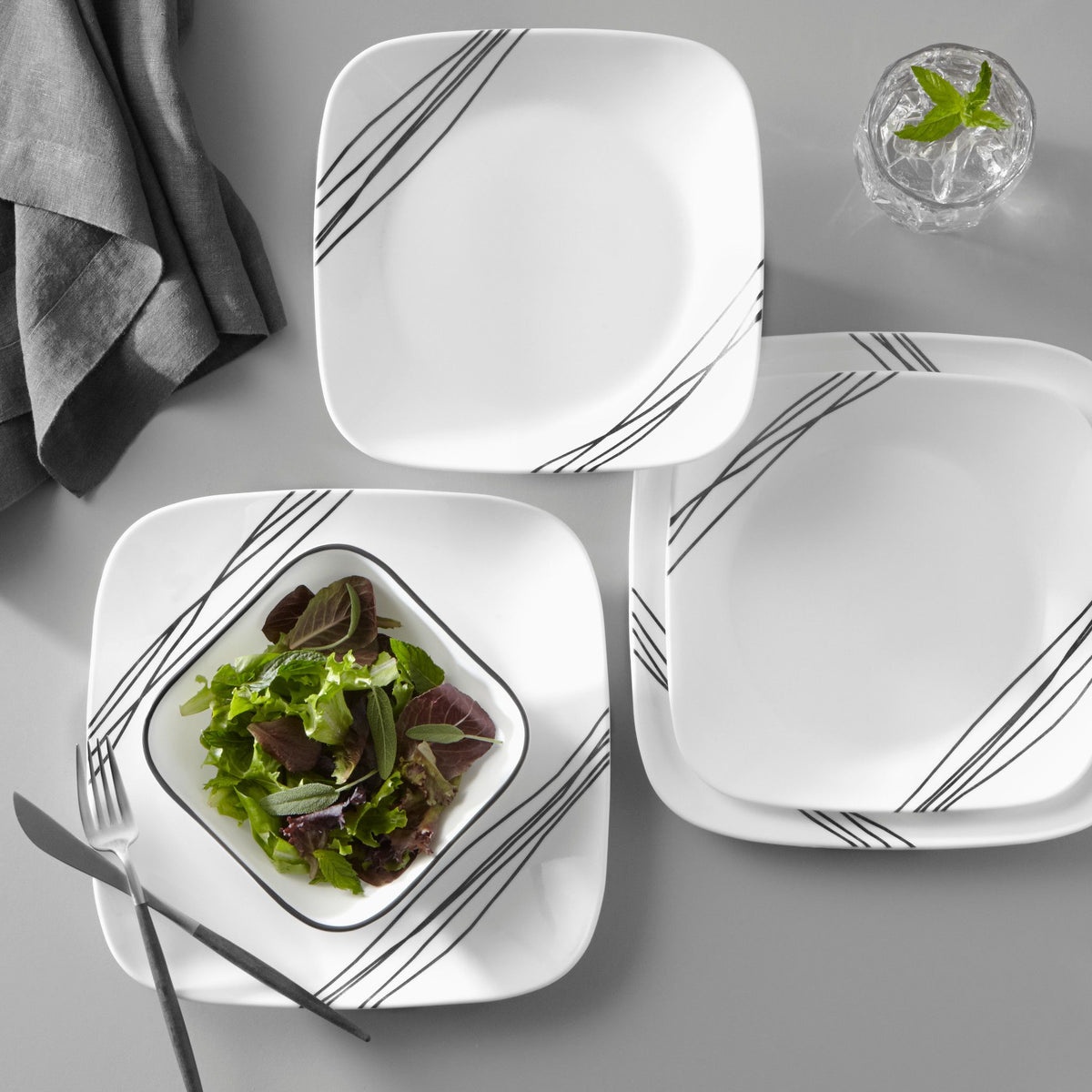 Corelle® Square Simple Sketch 18-piece Dinnerware Set, Service for 6 - Image 2