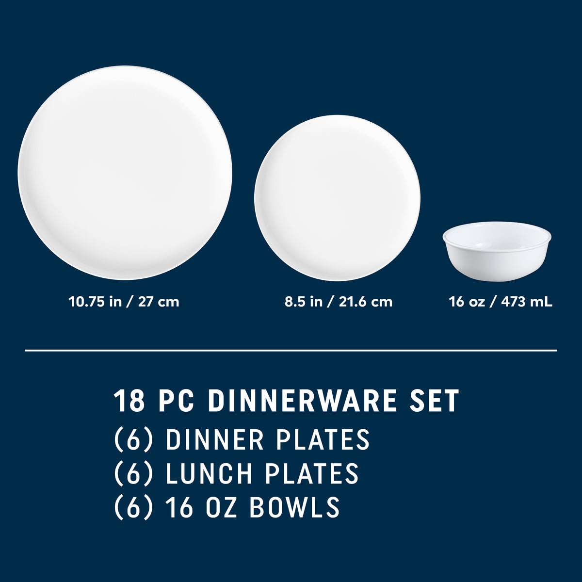 Corelle® Modern Rounds 18-piece Dinnerware Set, Service for 6 - Image 6